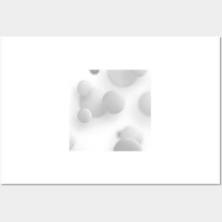 White Grey Abstract circles Posters and Art